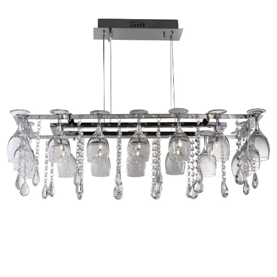 Vino 10 Light Ceiling In Chrome With Wine Glass Trim
